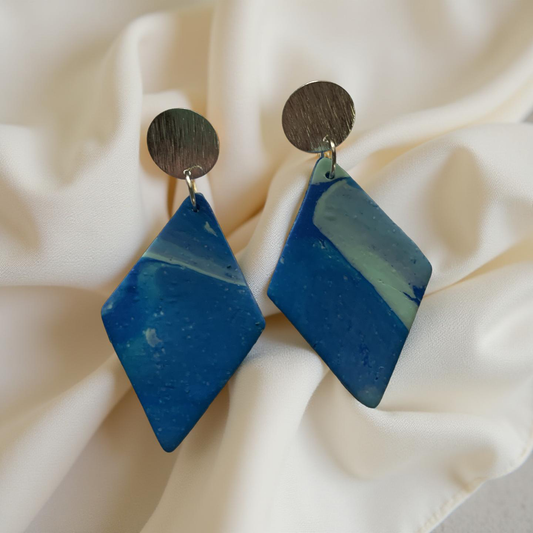 Blue Swirl Dangle Earrings