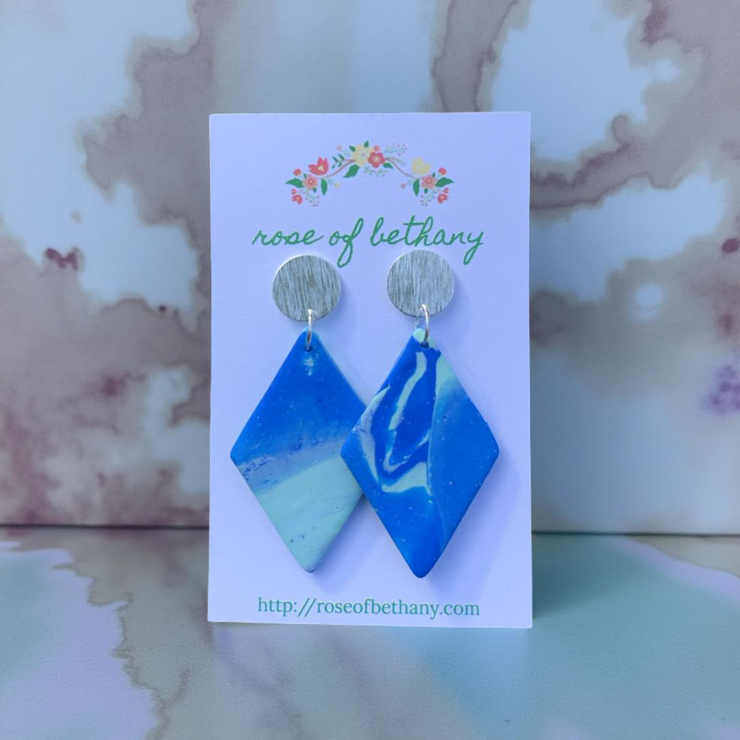 Blue Swirl Dangle Earrings