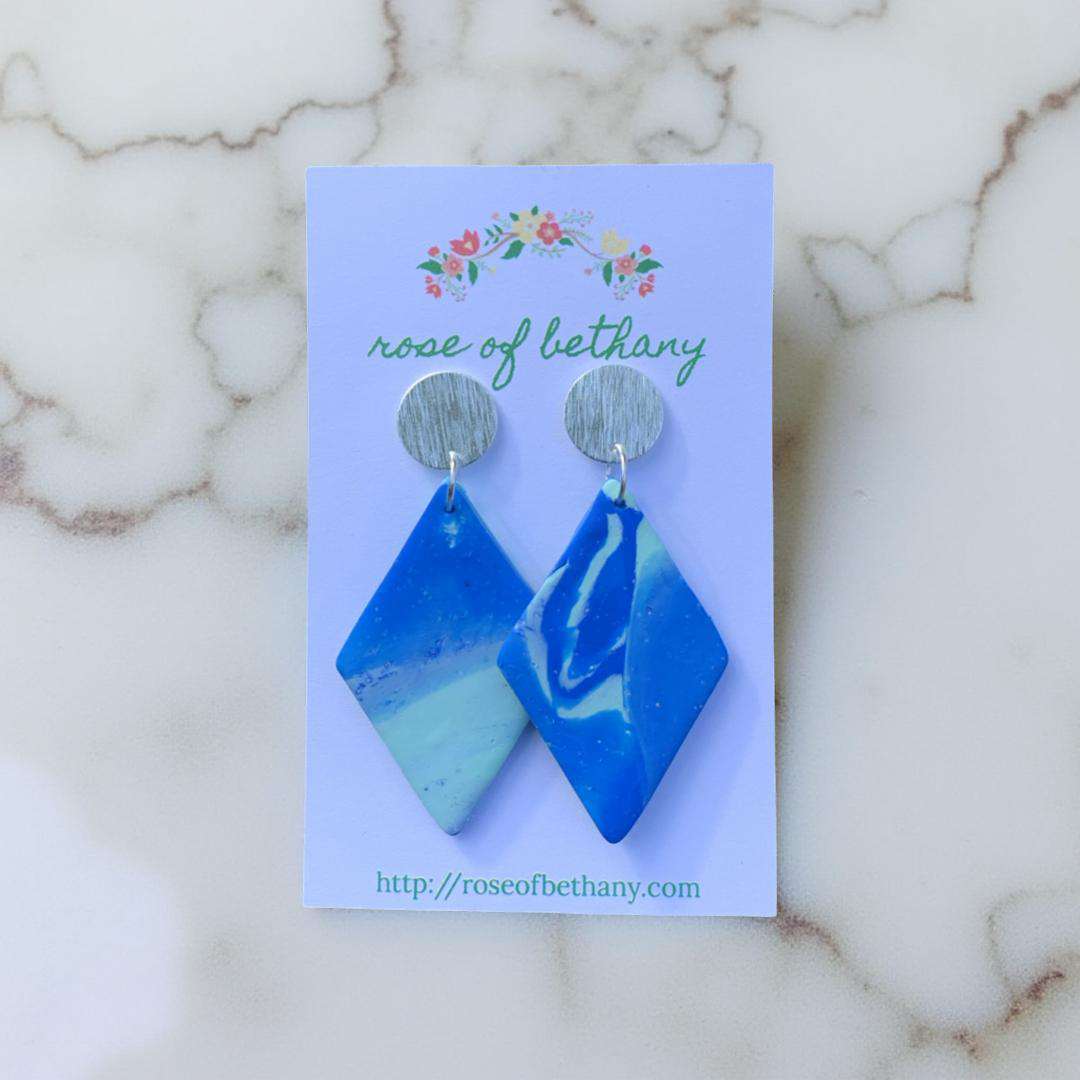 Blue Swirl Dangle Earrings