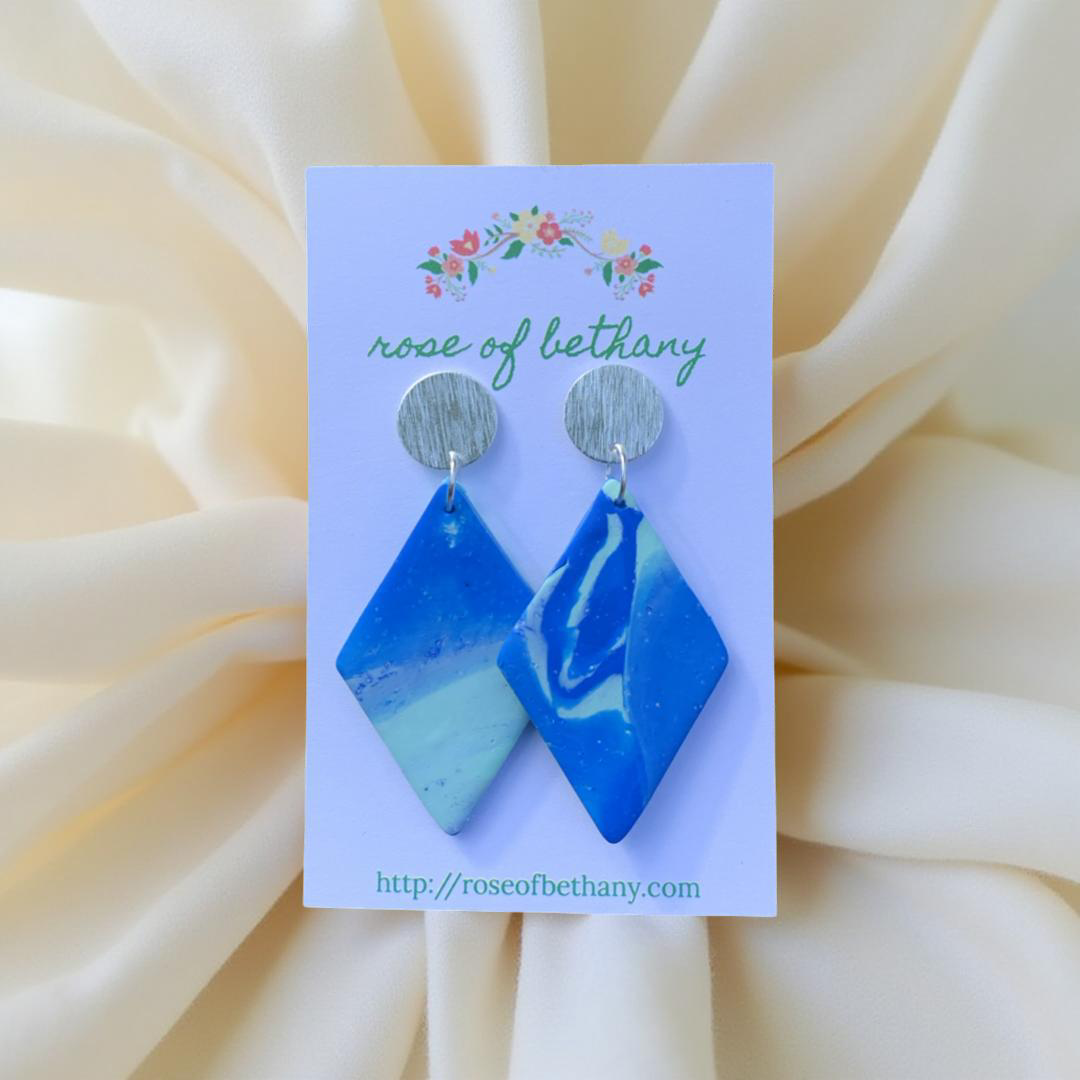 Blue Swirl Dangle Earrings